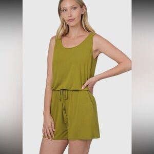 Olive Green Sleeveless Jumpsuit
